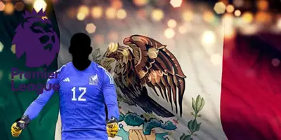 Portero incógnito del Tri junto a logo de la Premier League / FOTO RÉCORD