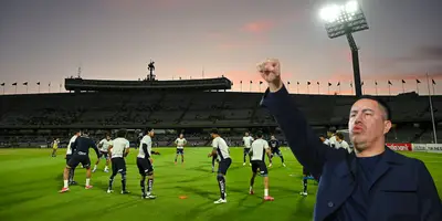 Pumas en calentamiento. Foto: Pumas