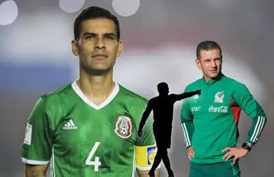 Rafael Márquez, silueta de futbolista y Jaime Lozano/ Foto Infobae.