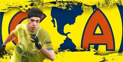 Raúl Jiménez junto al escudo del América / FOTO X