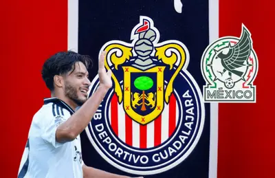Raúl Jiménez y escudo del Guadalajara/Foto Chivas.