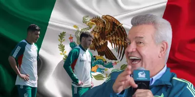 Raúl Jiménez y Santiago Giménez junto a Javier Aguirre / FOTO JUAN FÚTBOL