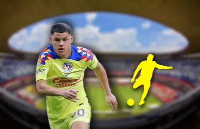 Richard Sánchez corriendo y silueta de jugador/ Foto Estadio Azteca.