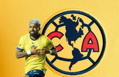 Rodrigo Aguirre y escudo de las Águilas/Foto Ameshop.