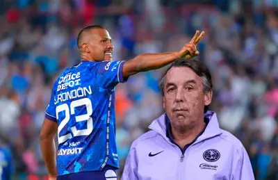 Salomón Rondón celebrando y Emilio Azcárraga, Foto Pachuca.