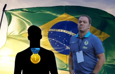 Santiago Baños y silueta de futbolista con medalla/Foto Wallpapers.com