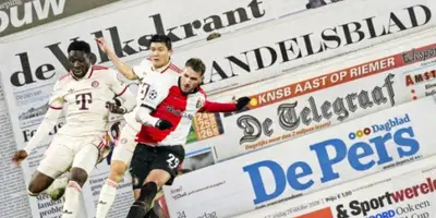 Santiago Giménez ante el Bayern Múnich / FOTO X