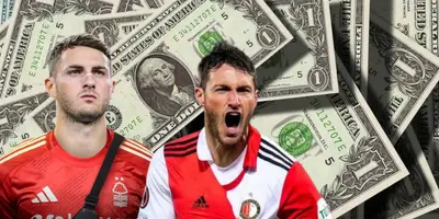 Santiago Giménez con el jersey del Nottingham Forest y con la del Feyenoord / FOTO X