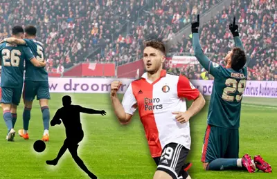 Santiago Giménez corriendo y silueta de futbolista pateando el balón/ Foto Récord.