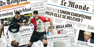 Santiago Giménez en el Feyenoord vs Bayer Leverkusen / FOTO X