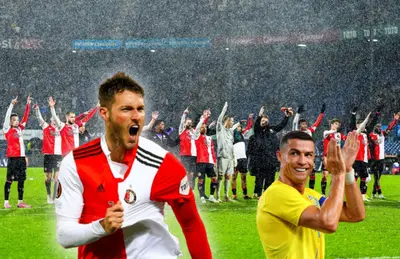 Santiago Giménez feliz y a su lado Cristiano Ronaldo aplaudiendo/ Foto ESPN.