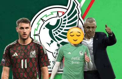 Santiago Giménez, Javier Aguirre y jugador incógnito/Foto Pinterest.