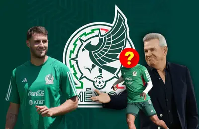 Santiago Giménez, Javier Aguirre y jugador oculto/Foto TV Azteca.