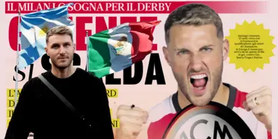 Santiago Giménez junto a diarios italianos / FOTO X