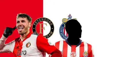 Santiago Giménez junto a futbolista incógnito de Chivas / FOTO MARCA