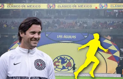 Santiago Solari y silueta de futbolista celebrando/ Foto Récord.
