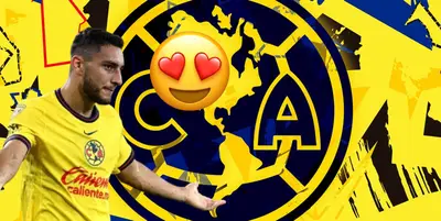 Sebastián Cáceres junto al escudo del Club América / FOTO JUANFÚTBOL