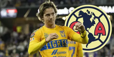 Sebastián Córdova celebrando gol con Tigres. Foto: Mediotiempo