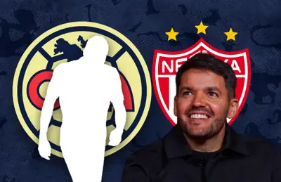 Silueta de Emilio Lara y Nicolás Larcamón sonriendo/Foto Club América.