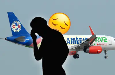 Silueta de futbolista, avión en vuelo y emoji/ Foto Airliners.net.
