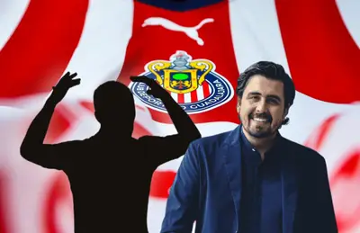 Silueta de futbolista y Amaury Vergara sonriendo/Foto Chivas.