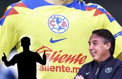 Silueta de futbolista y Emilio Azcárraga riendo a su lado/ Foto Club América.