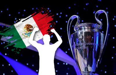 Silueta de jugador alzando las manos y trofeo de la Champions League/Foto GQ México.