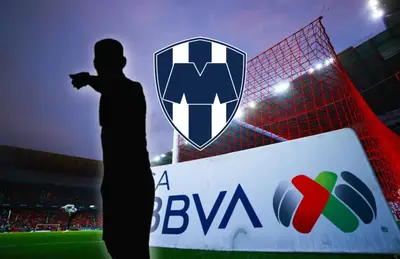 Silueta de Nico Sánchez y escudo de Rayados/ Foto Getty Images.