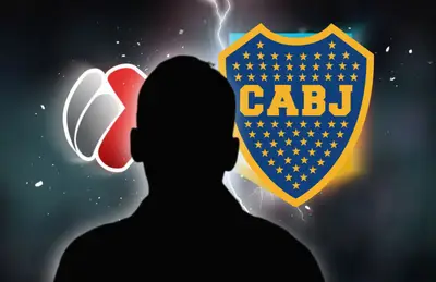 Silueta de Nicolás Larcamón y logo de Boca Juniors/ Foto ESPN.