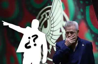 Sombra de entrenador con signos de interrogación y Javier Aguirre/Foto Selección Mexicana.