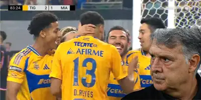 Tigres celebrando el 2 por 1, captura de Leagues Cup