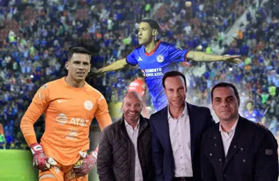 Uriel Antuna celebrando, Luis Malagón y comentaristas de TV Azteca/ Foto VAVEL.