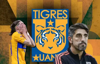 Veljko Paunovic y Marcelo Flores con las manos en el rostro/Foto y diseños tomados Ligrafica MX.