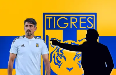Veljko Paunovic y silueta de entrenador señalando/Foto Tigres.