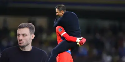 Vicente celebrando con Mier, tomado de TV Azteca, con Anselmi al frente