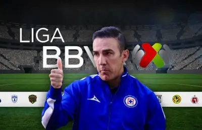 Vicente Sánchez alzando dedo pulgar y equipos de la Liga MX/ Foto Infobae.