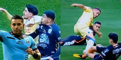 Víctor Cáceres junto al América vs Pachuca / FOTO X