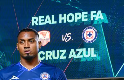 Willer Ditta y pantalla de Cruz Azul contra Real Hope/ Foto Concacaf Champions Cup.