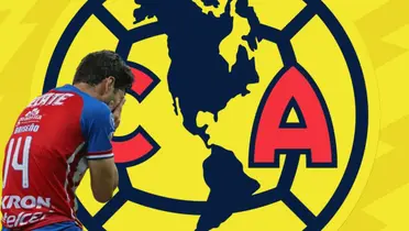 Jugador de Chivas junto al escudo del América / FOTO Facebook