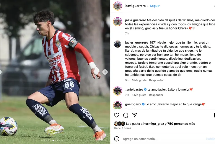 Javier Guerrero se despide de Chivas / FOTO INSTAGRAM