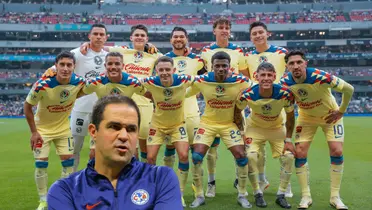 Jugadores del América posando y André Jardine/ Foto Club América.