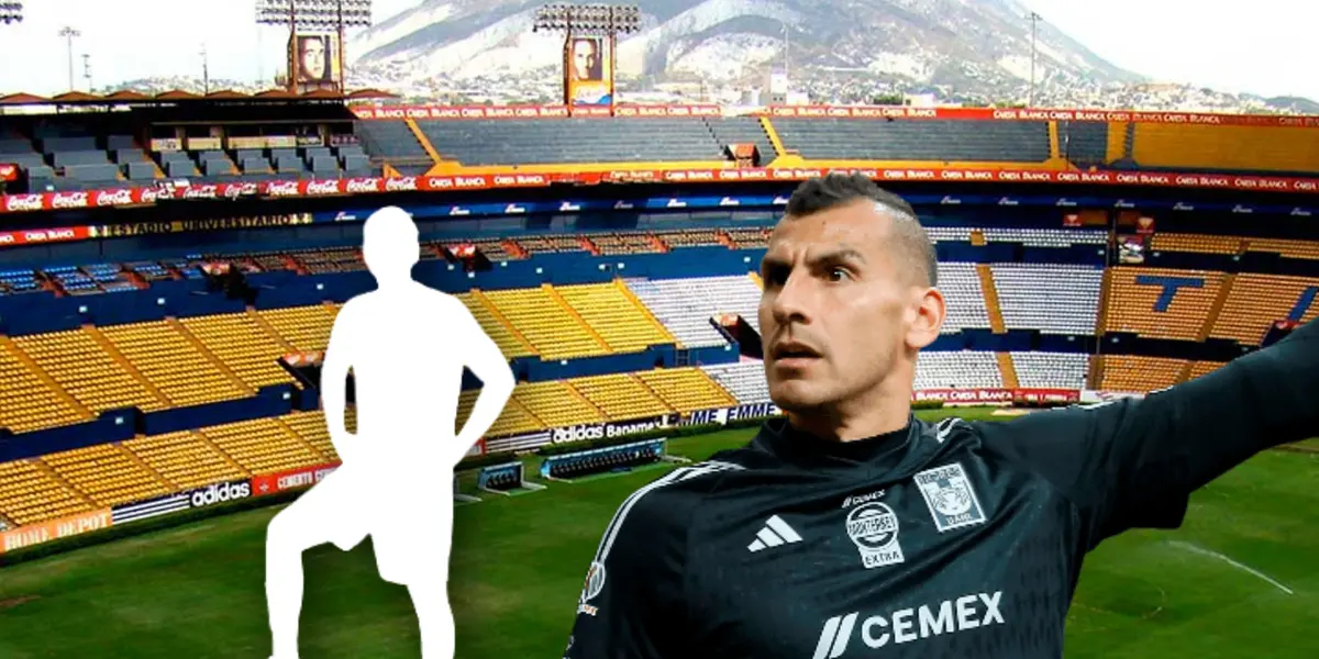 Nahuel Guzmán y silueta de futbolista/ Foto Tigres.
