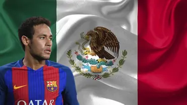 Neymar junto a la bandera de México / FOTO Getty Images