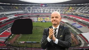Estadio Azteca en malas condiciones y Gianni Infantino | Foto: BBC