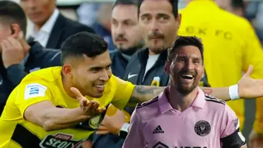 Orbelín Pineda celebra su gol con AEK Atenas y Lio Messi | Foto: La Razón de México 
