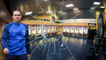 Vestidor del América en el Estadio Azteca y André Jardine | Foto: Club América
