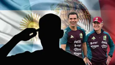 Adonis Frías en forma de silueta, Javier Aguirre y Rafael Márquez/Foto AFA.