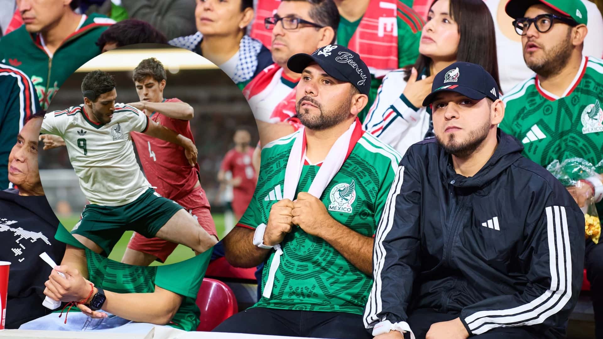 Aficionados mexicanos disfrutando el partido entre México y Portugal