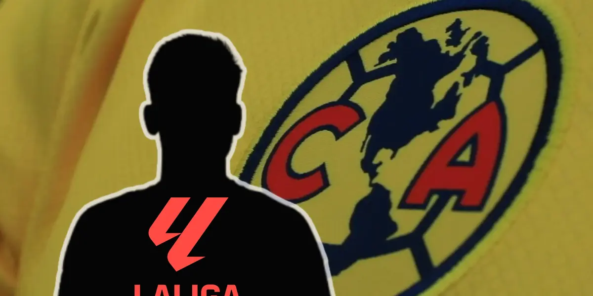 Alberto Reina en forma de sombra y logo de La Liga/Foto Club América.