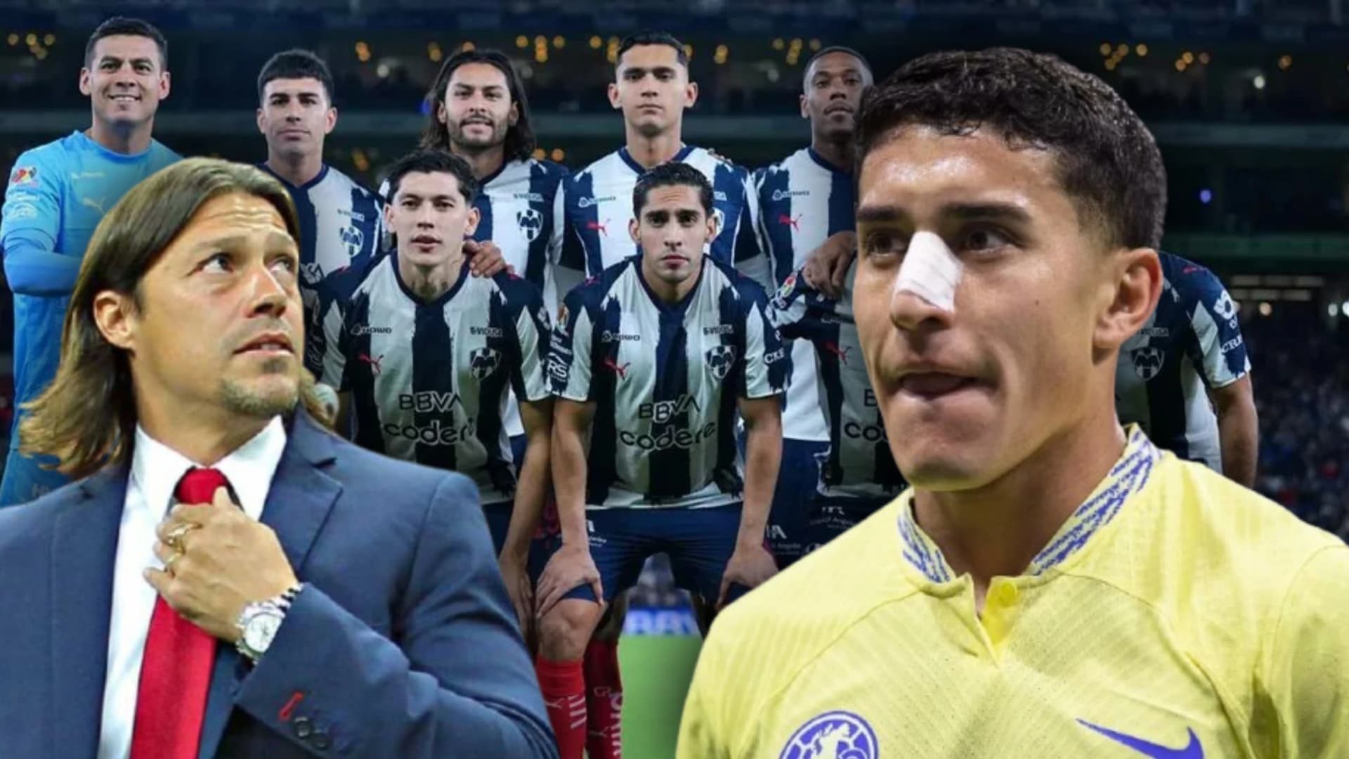 Alejandro Zendejas con el Club América, Matías Almeyda y jugadores de Rayados
